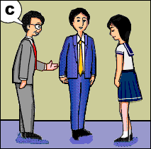 A man is introducing Prof. Kawamura to the student.